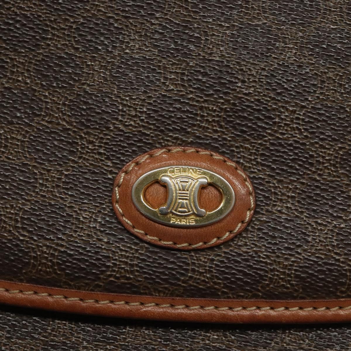 CELINE Macadam Canvas Hand Bag PVC Leather Brown Auth 115387