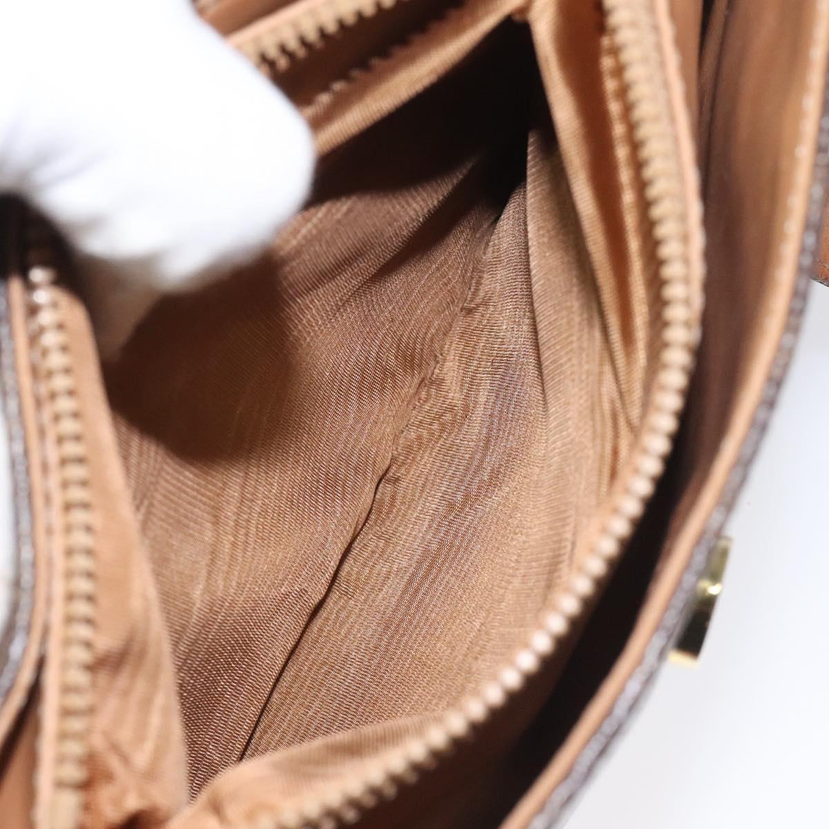 CELINE Macadam Canvas Hand Bag PVC Leather Brown Auth 115387