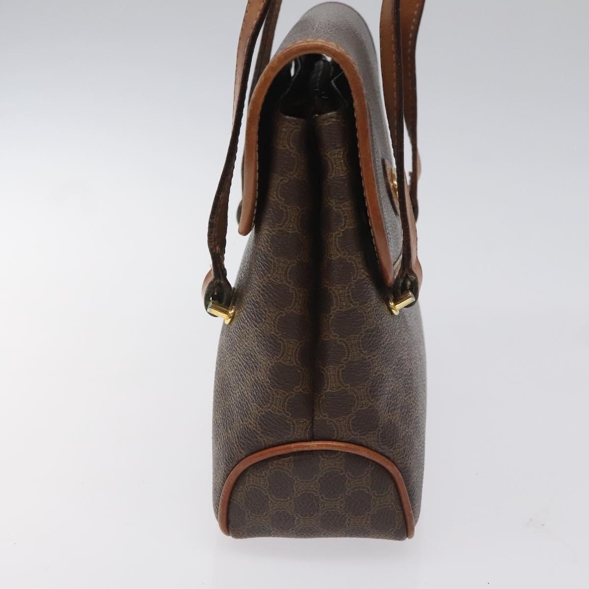CELINE Macadam Canvas Hand Bag PVC Leather Brown Auth 115387