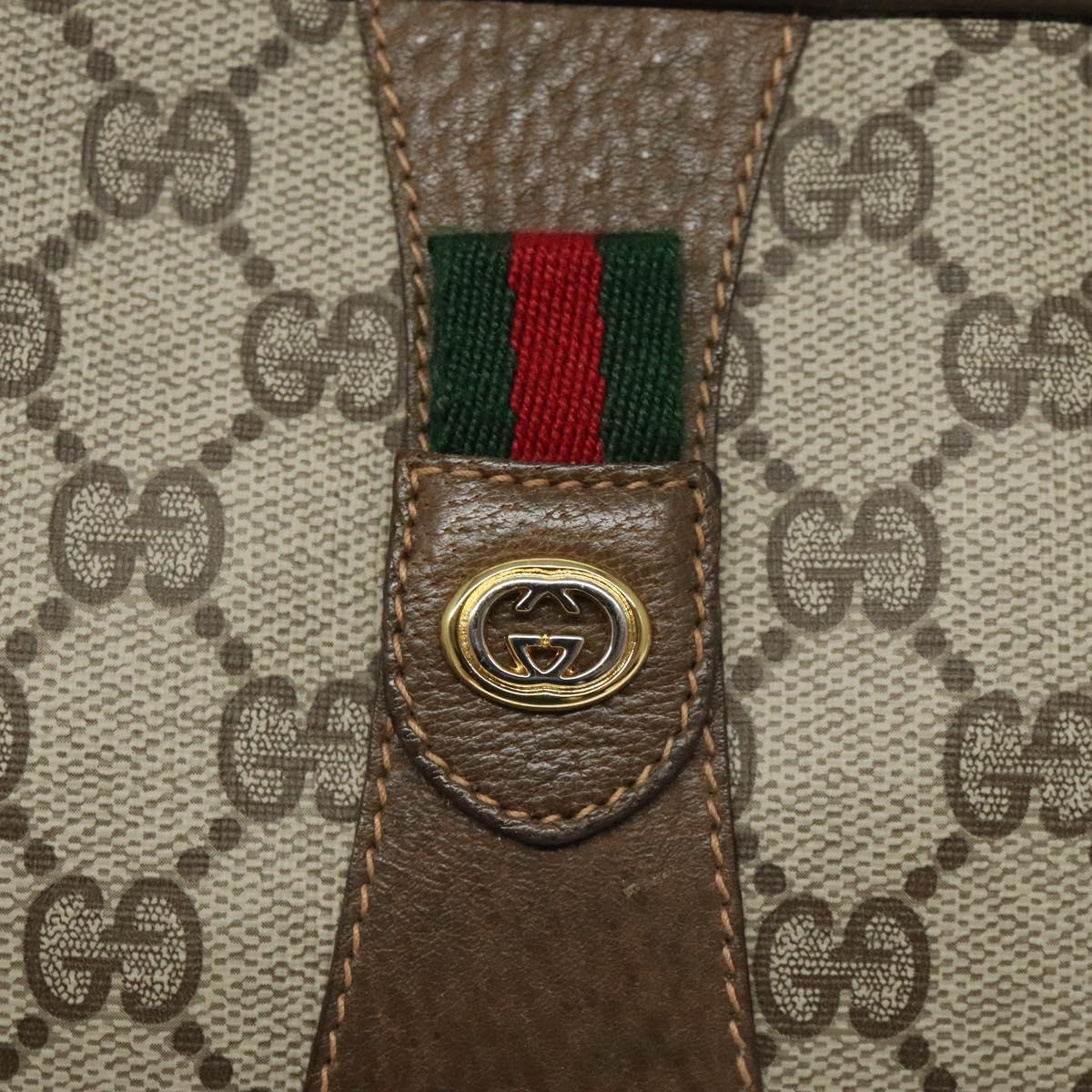 GUCCI GG Supreme Web Sherry Line Clutch Bag PVC Beige Red 89 01 034 Auth 115396
