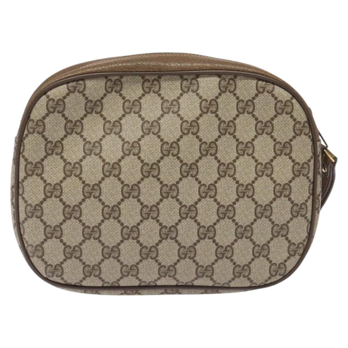GUCCI GG Supreme Web Sherry Line Clutch Bag PVC Beige Red 89 01 034 Auth 115396