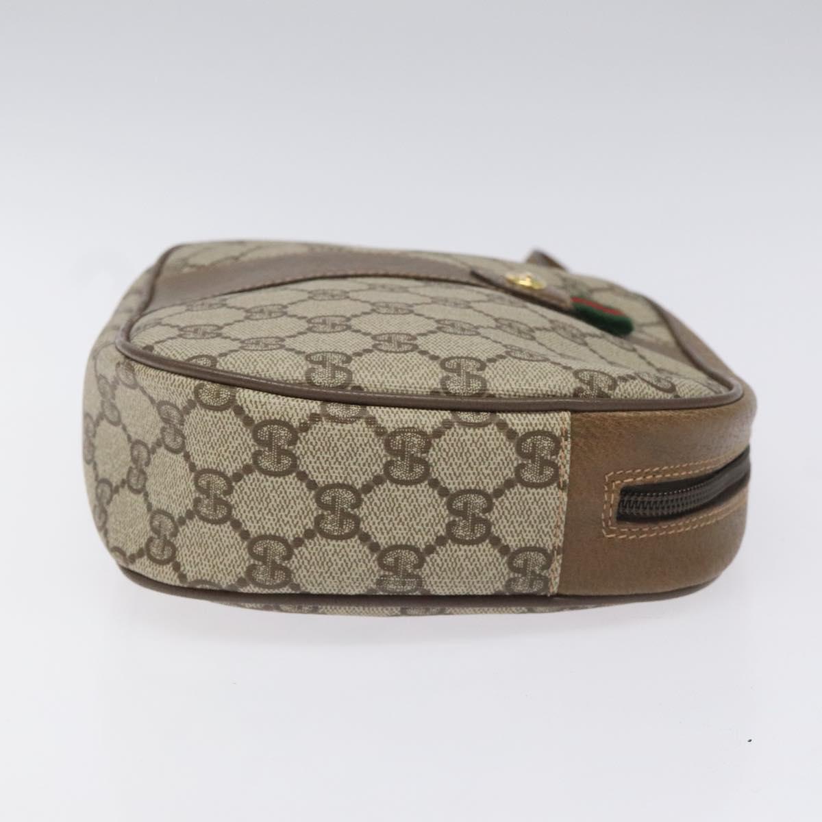 GUCCI GG Supreme Web Sherry Line Clutch Bag PVC Beige Red 89 01 034 Auth 115396