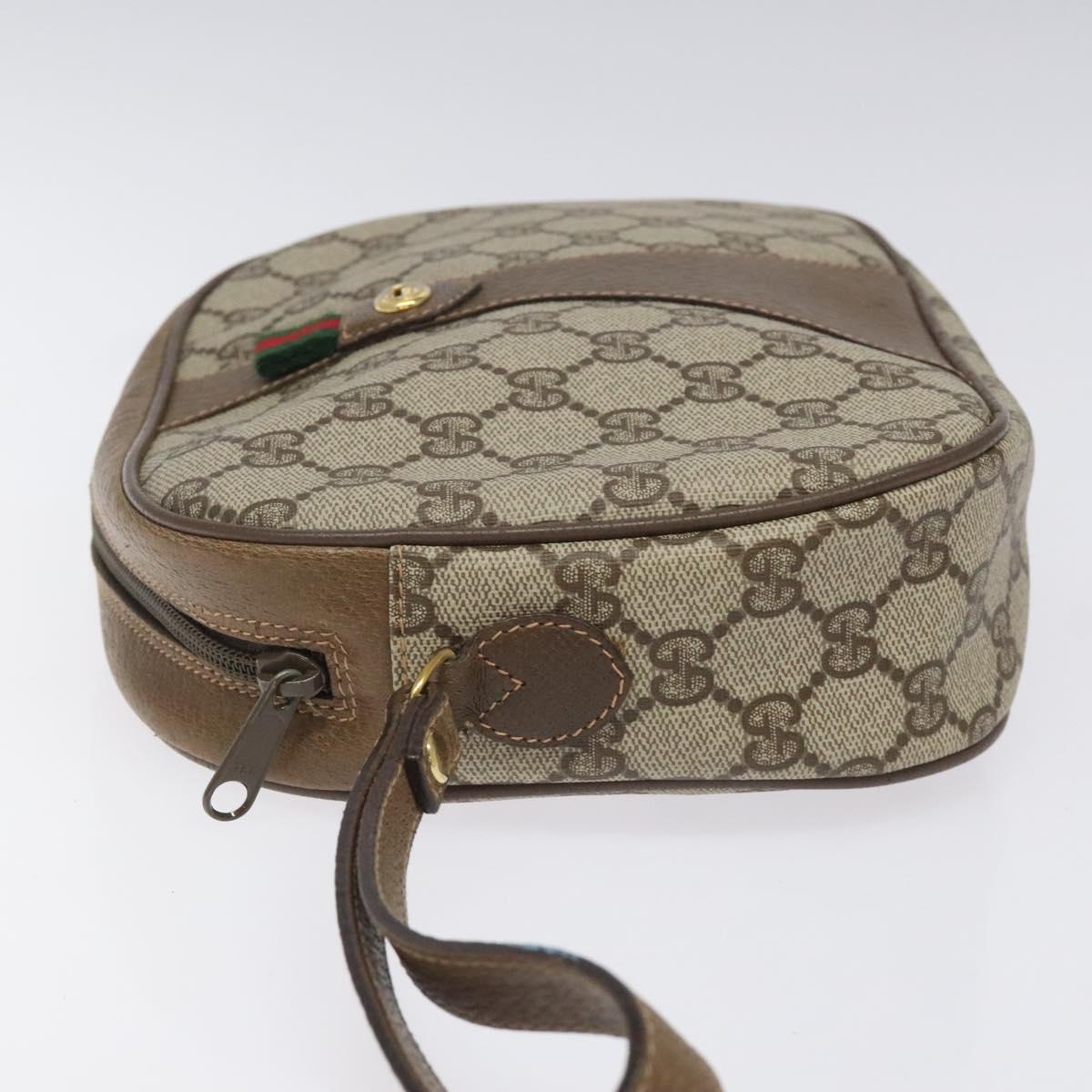 GUCCI GG Supreme Web Sherry Line Clutch Bag PVC Beige Red 89 01 034 Auth 115396