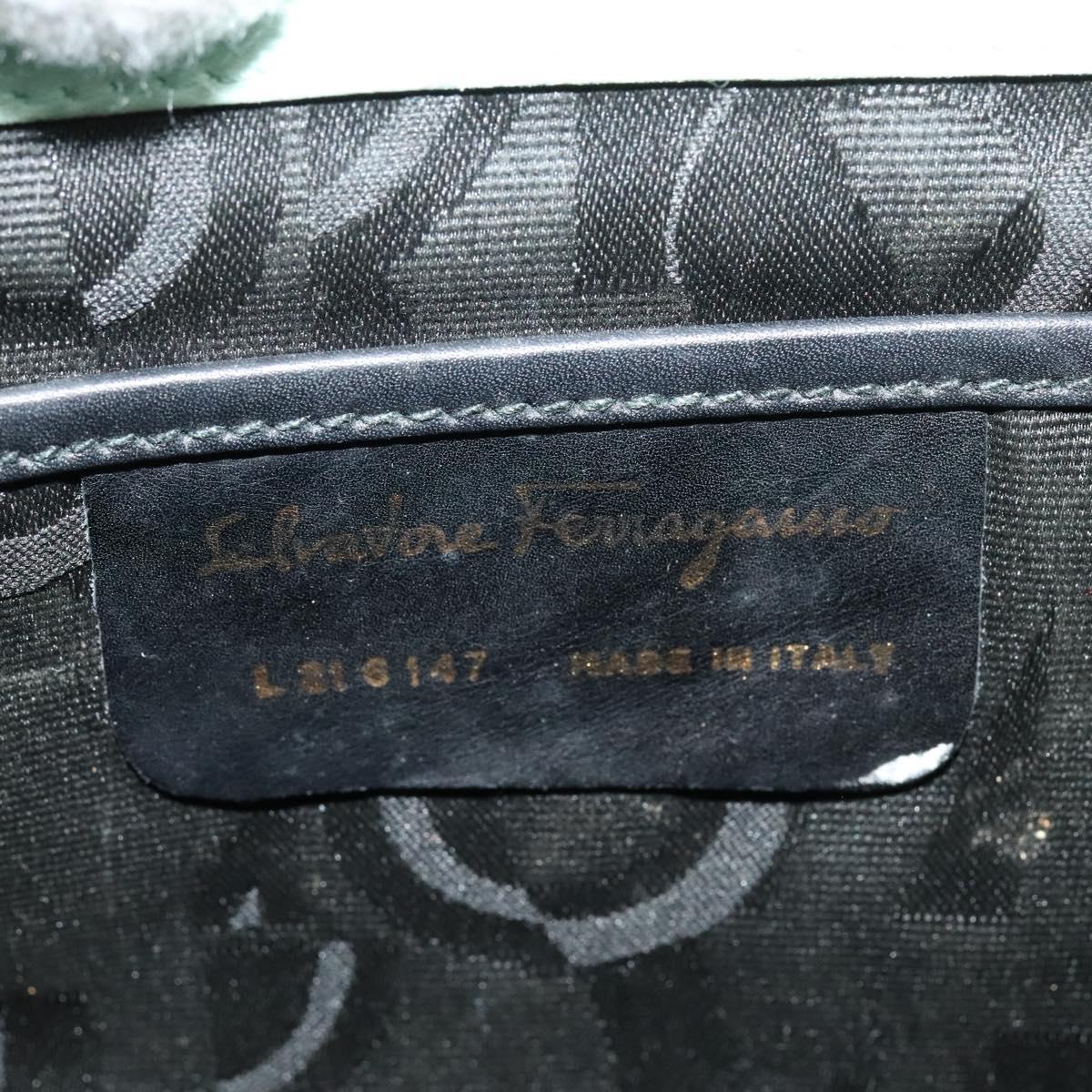 Salvatore Ferragamo Backpack Suede Peppermint Gold Auth 115402