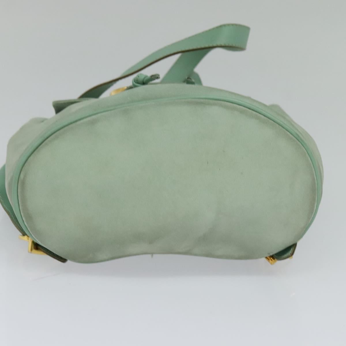 Salvatore Ferragamo Backpack Suede Peppermint Gold Auth 115402