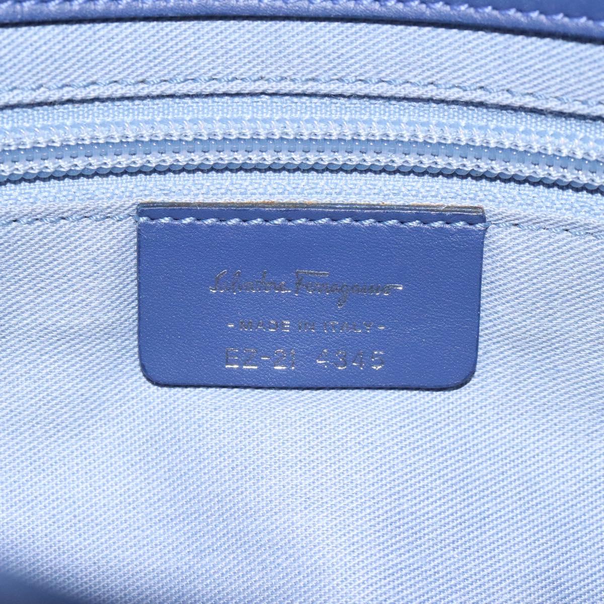 Salvatore Ferragamo Gancini Shoulder Bag Canvas Blue Auth 115403