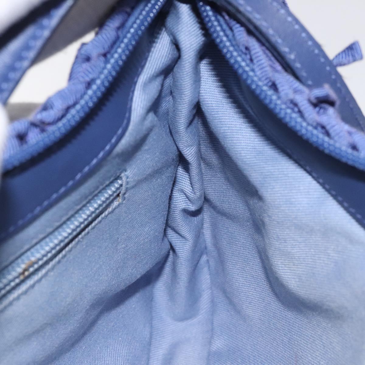 Salvatore Ferragamo Gancini Shoulder Bag Canvas Blue Auth 115403