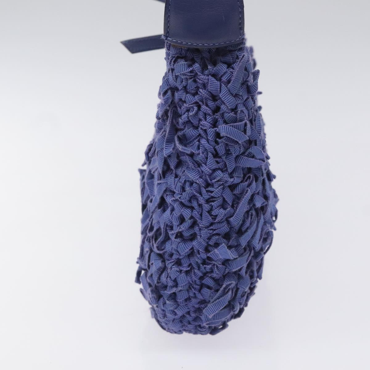 Salvatore Ferragamo Gancini Shoulder Bag Canvas Blue Auth 115403