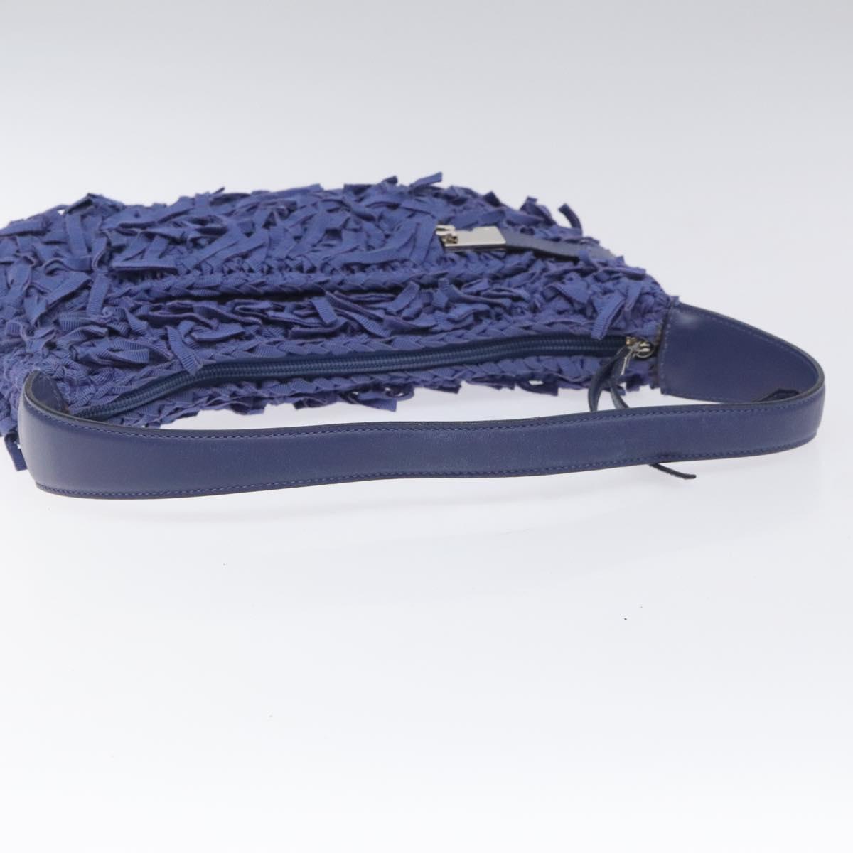 Salvatore Ferragamo Gancini Shoulder Bag Canvas Blue Auth 115403