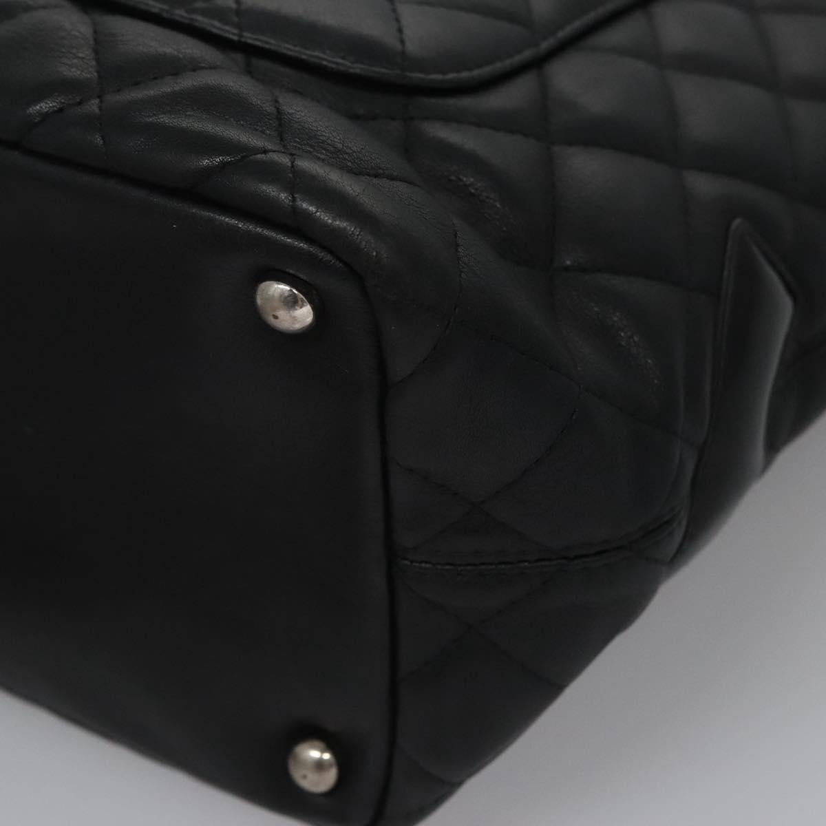 CHANEL Matelasse Cambon Line Shoulder Bag Leather Black CC Auth 115405