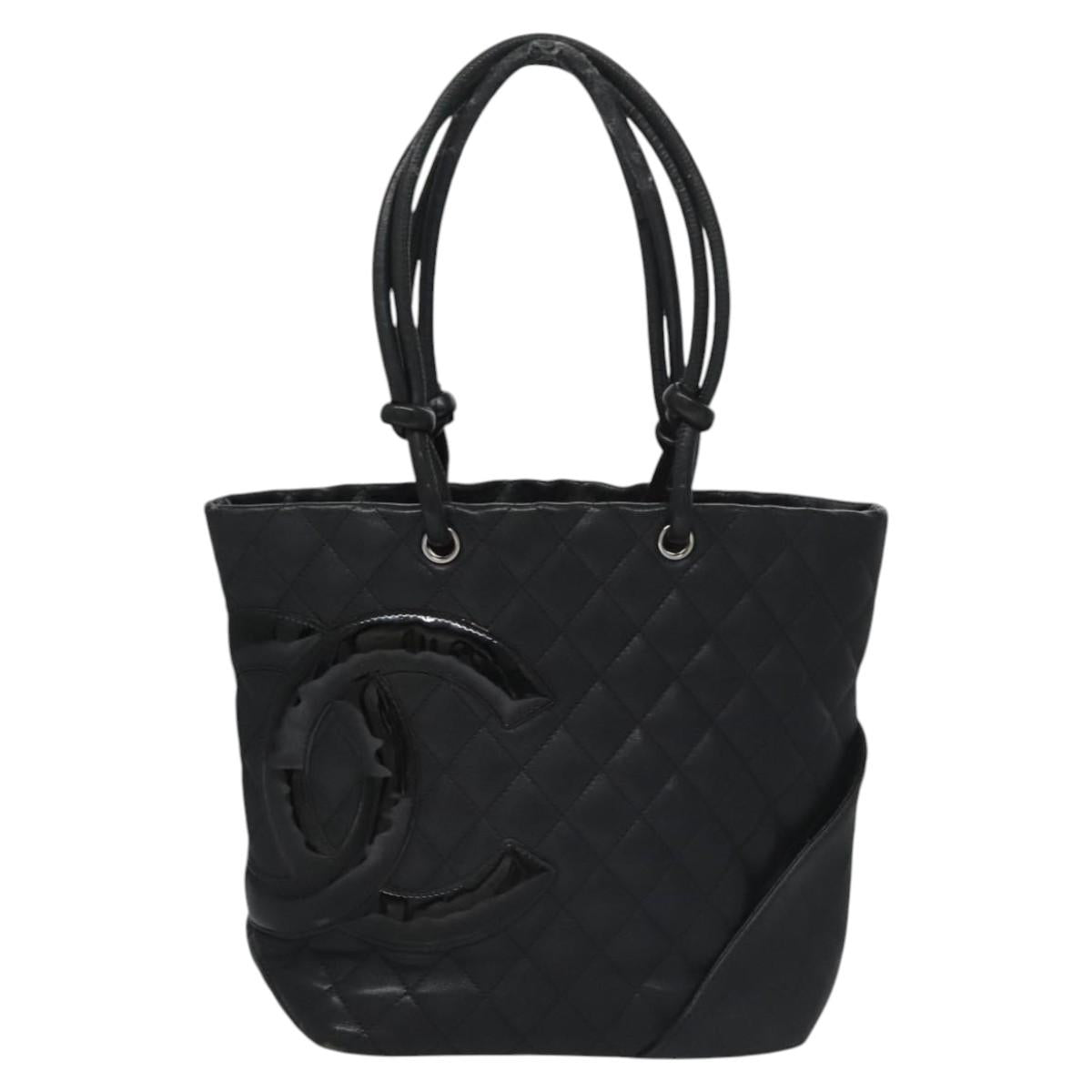 CHANEL Matelasse Cambon Line Shoulder Bag Leather Black CC Auth 115405