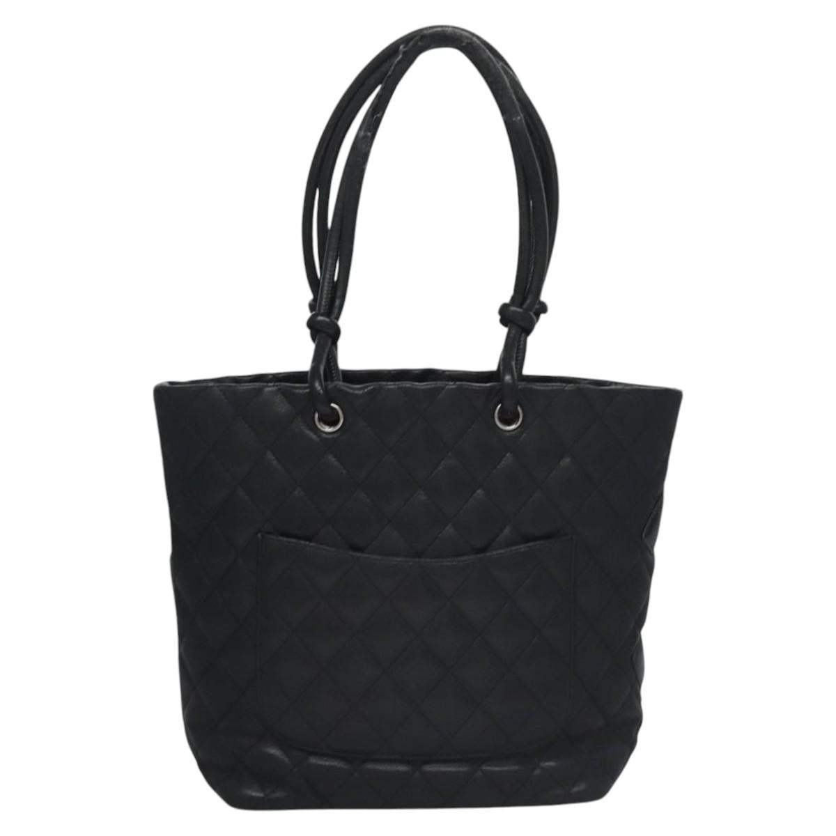 CHANEL Matelasse Cambon Line Shoulder Bag Leather Black CC Auth 115405