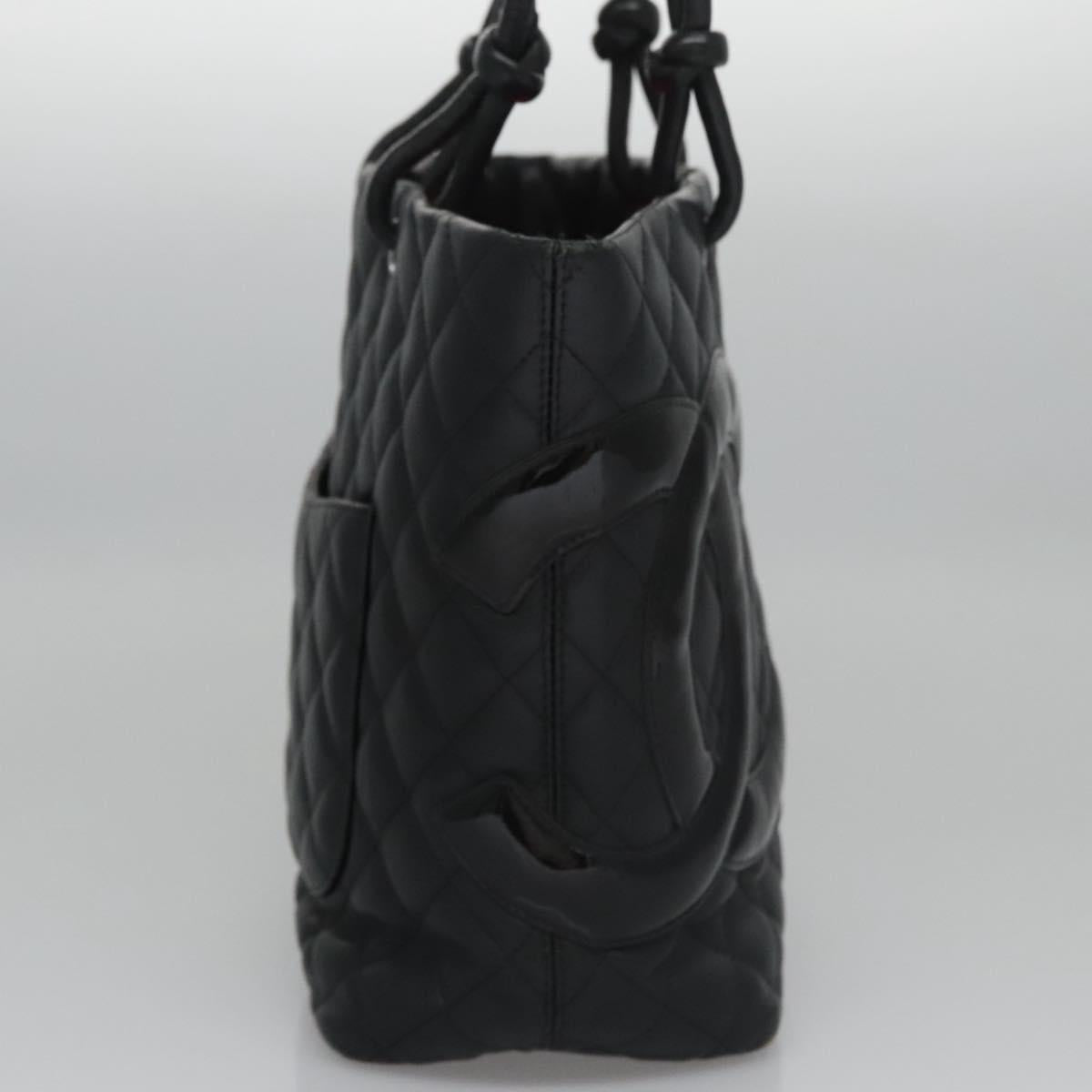 CHANEL Matelasse Cambon Line Shoulder Bag Leather Black CC Auth 115405