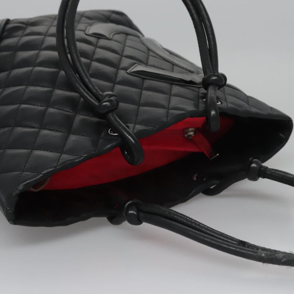 CHANEL Matelasse Cambon Line Shoulder Bag Leather Black CC Auth 115405