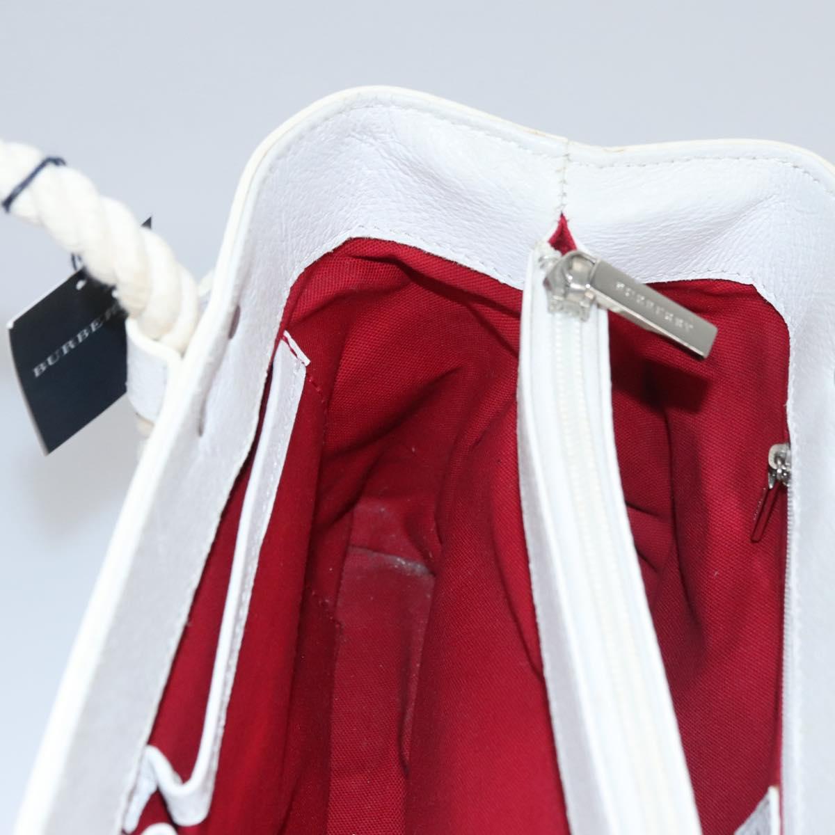 BURBERRY Hand Bag Canvas White Auth 115428