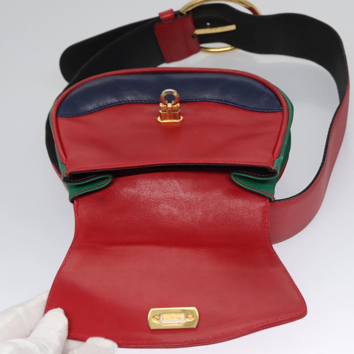 Salvatore Ferragamo Gancini Waist bag Leather Red Auth 115429
