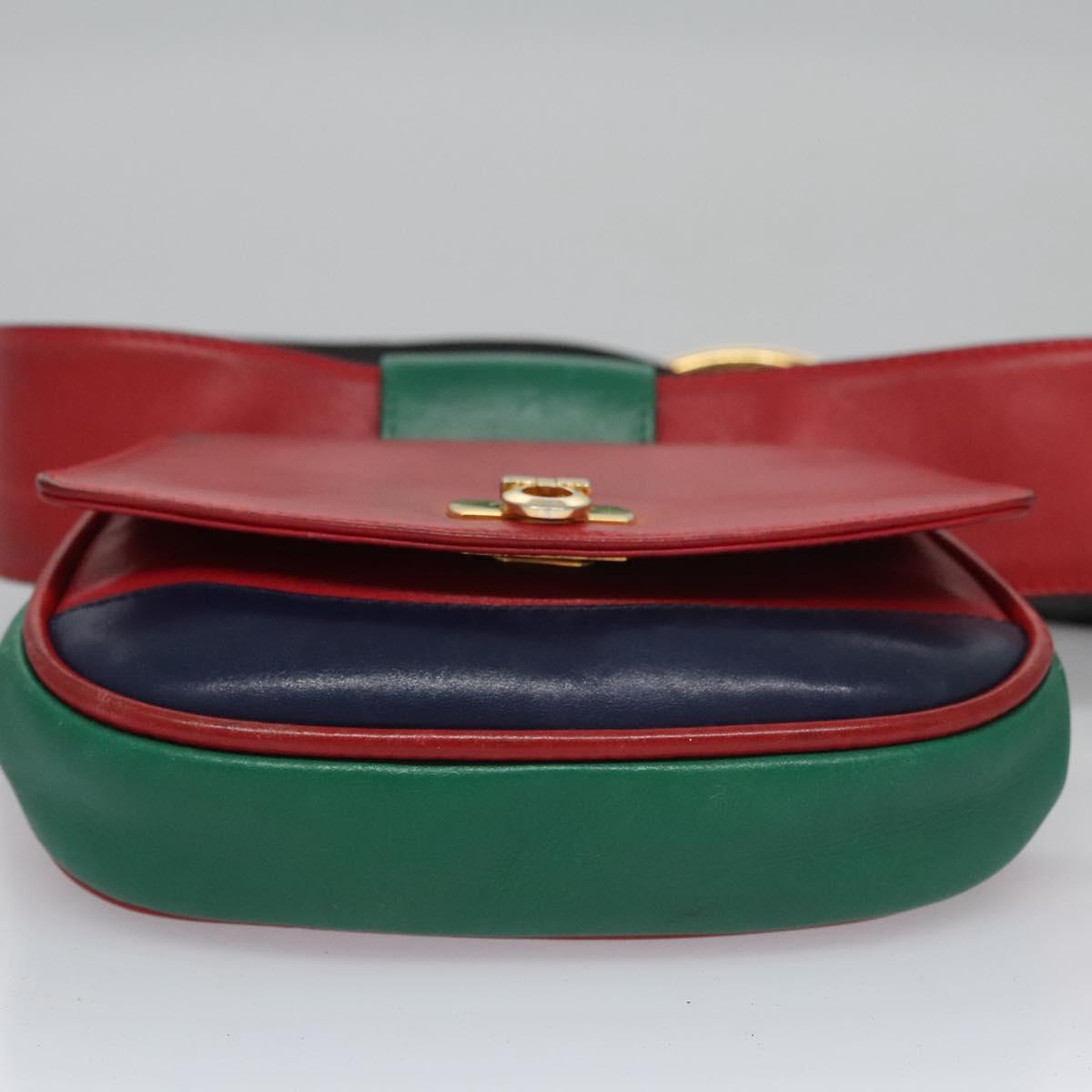 Salvatore Ferragamo Gancini Waist bag Leather Red Auth 115429