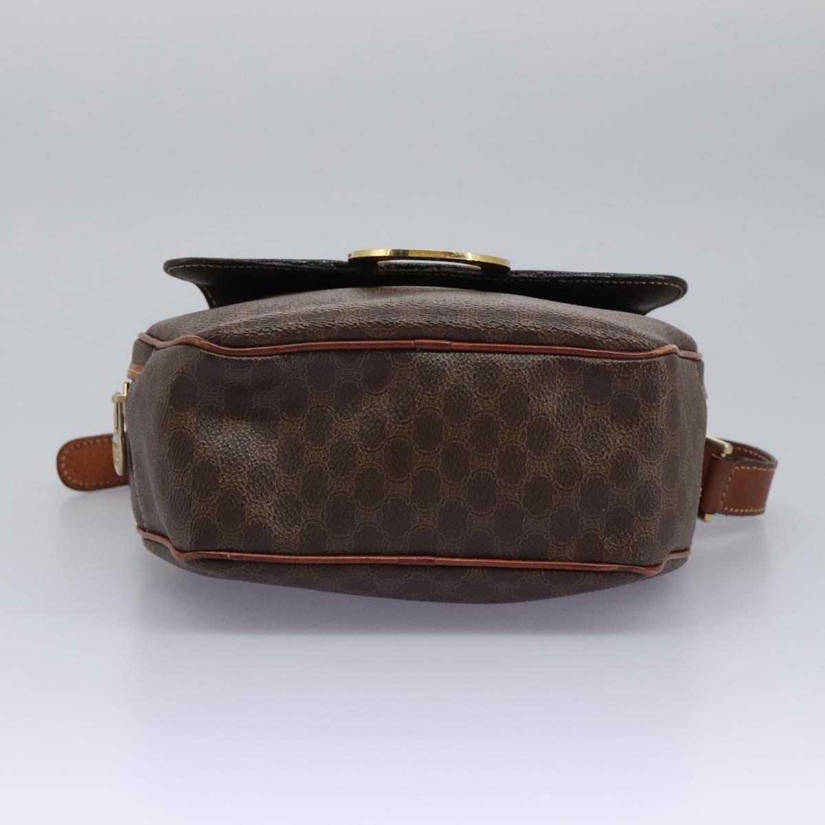 CELINE Macadam Canvas Shoulder Bag PVC Leather Brown Auth 115445