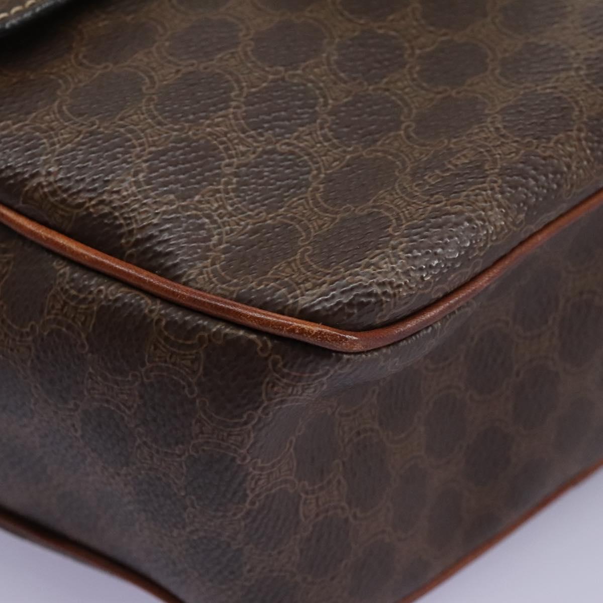 CELINE Macadam Canvas Shoulder Bag PVC Leather Brown Auth 115445