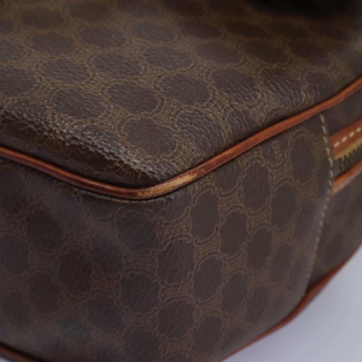 CELINE Macadam Canvas Shoulder Bag PVC Leather Brown Auth 115445