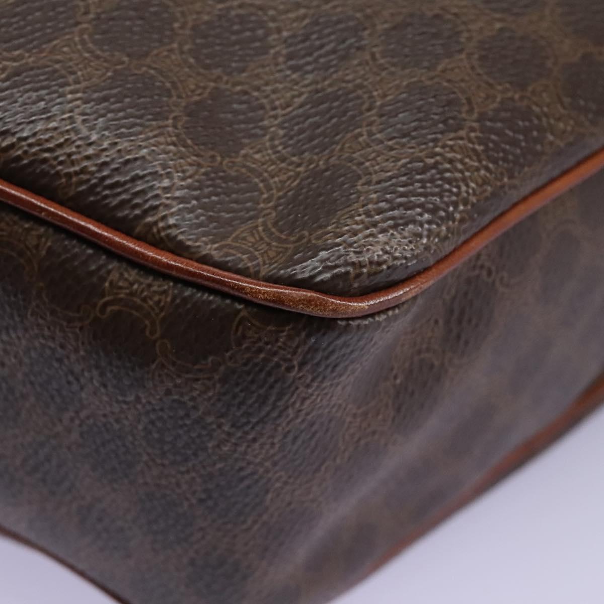 CELINE Macadam Canvas Shoulder Bag PVC Leather Brown Auth 115445