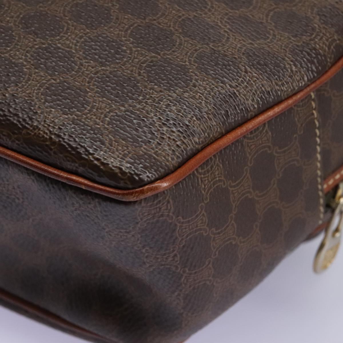 CELINE Macadam Canvas Shoulder Bag PVC Leather Brown Auth 115445