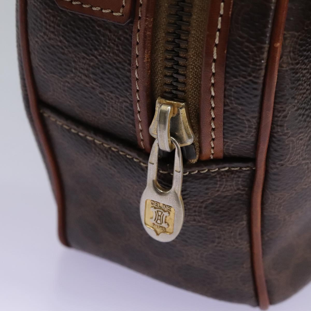 CELINE Macadam Canvas Shoulder Bag PVC Leather Brown Auth 115445