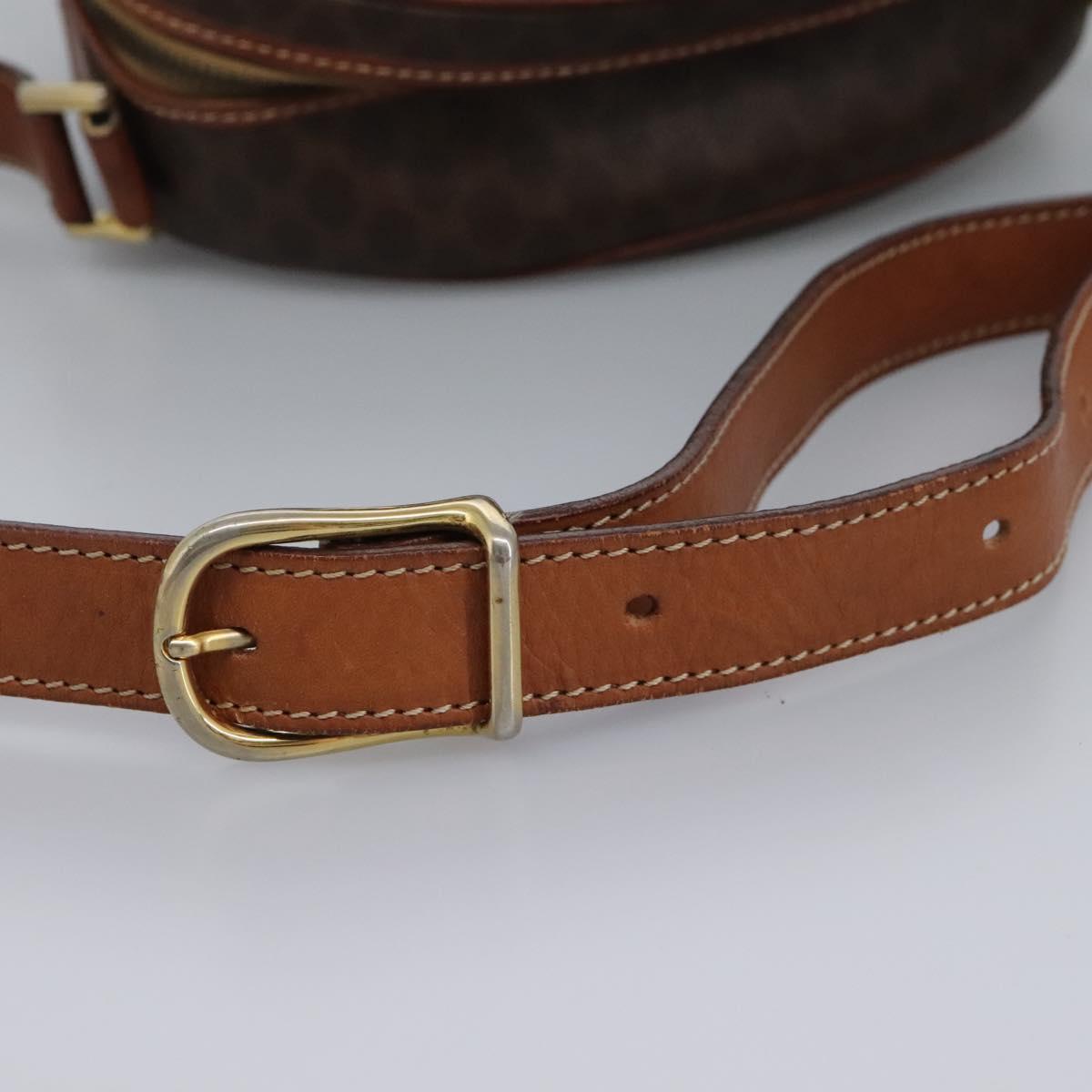 CELINE Macadam Canvas Shoulder Bag PVC Leather Brown Auth 115445