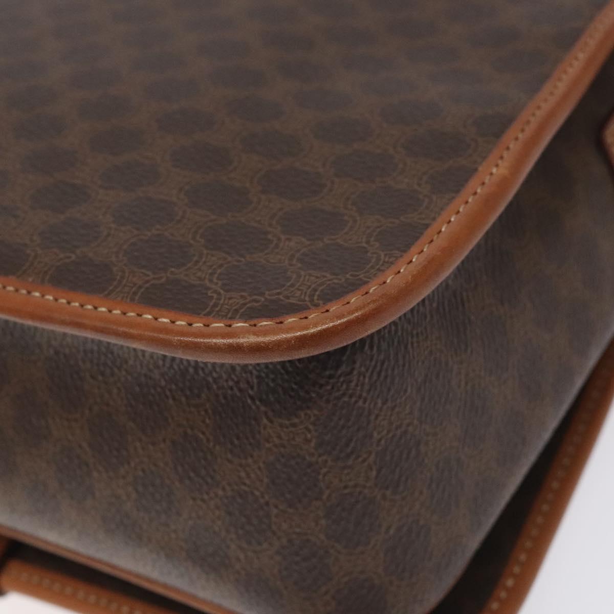 CELINE Macadam Canvas Shoulder Bag PVC Leather Brown Auth 115447