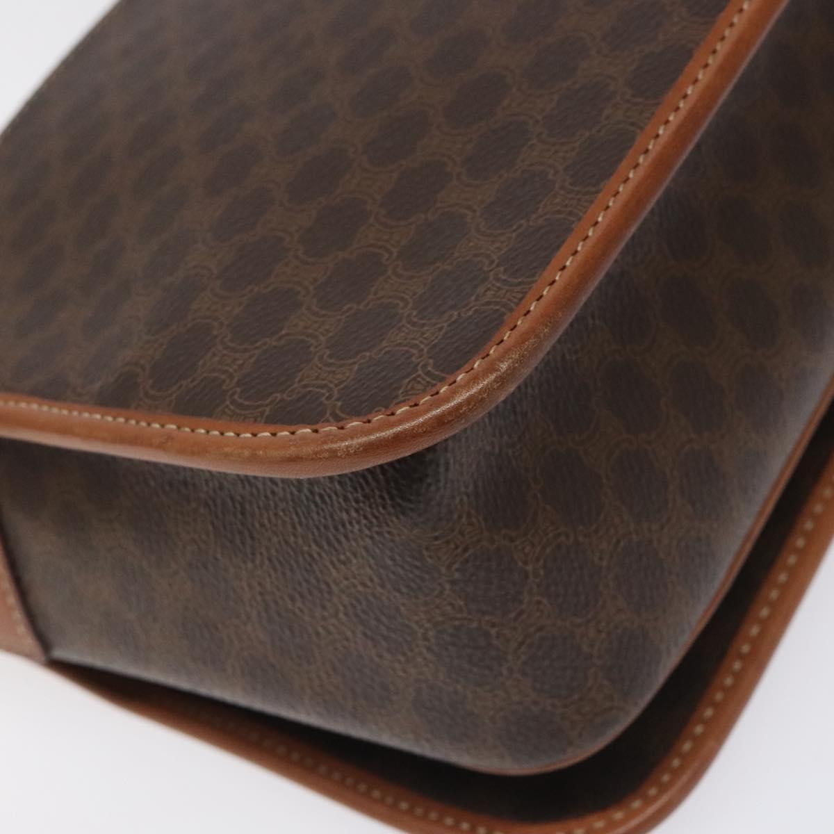 CELINE Macadam Canvas Shoulder Bag PVC Leather Brown Auth 115447