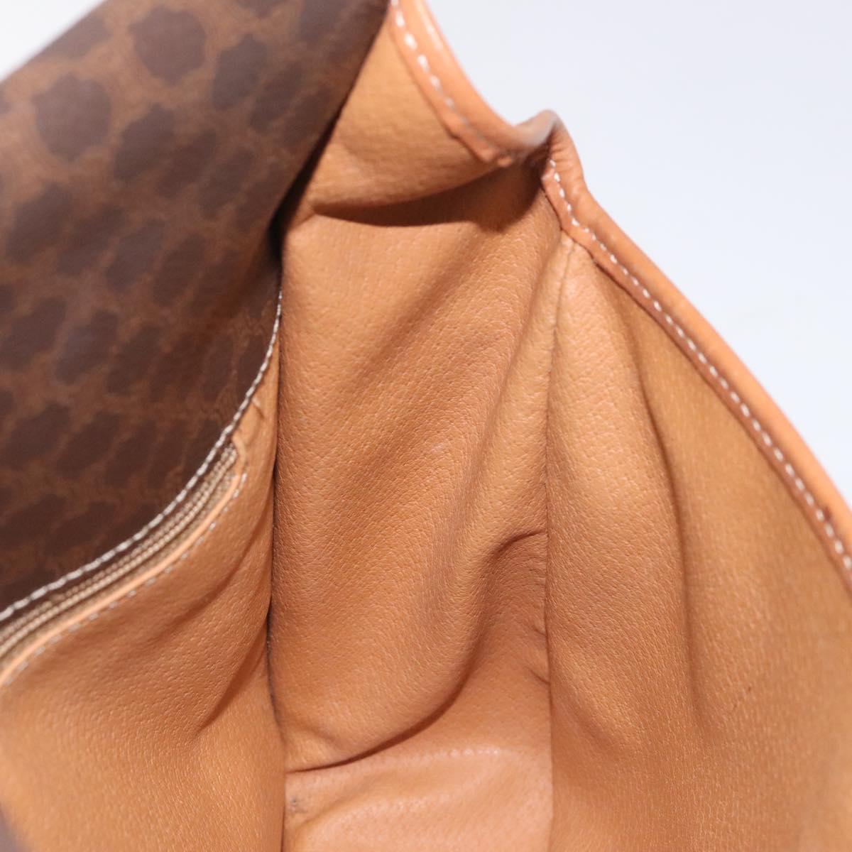 CELINE Macadam Canvas Shoulder Bag PVC Leather Brown Auth 115447