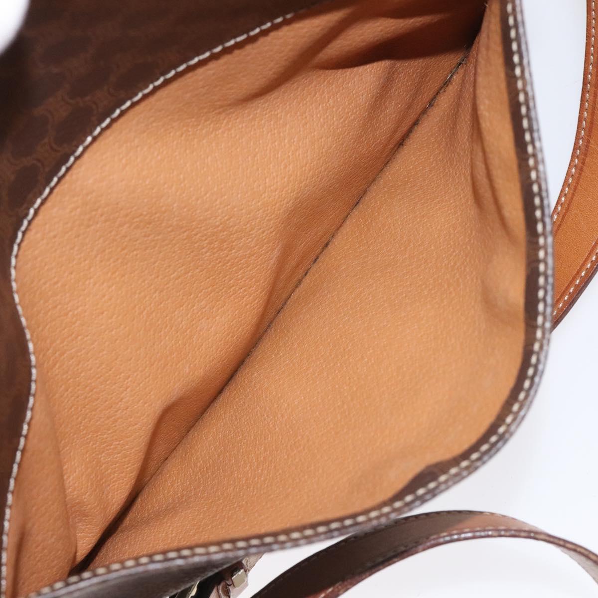 CELINE Macadam Canvas Shoulder Bag PVC Leather Brown Auth 115447