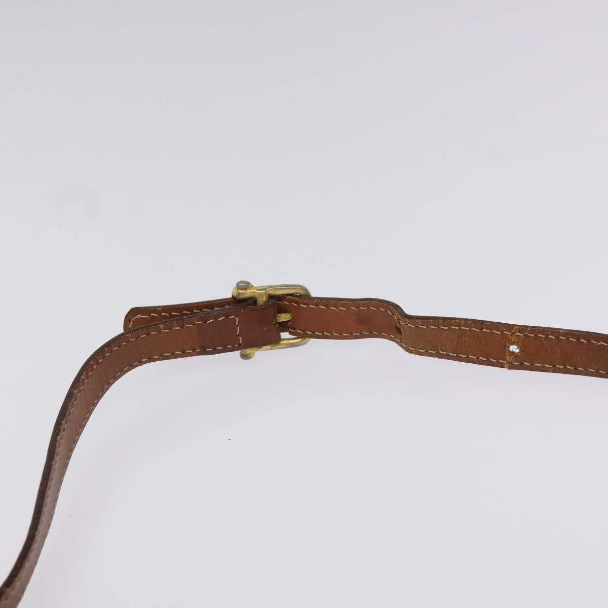 CELINE Macadam Canvas Shoulder Bag PVC Leather Beige Brown gold Auth 115531