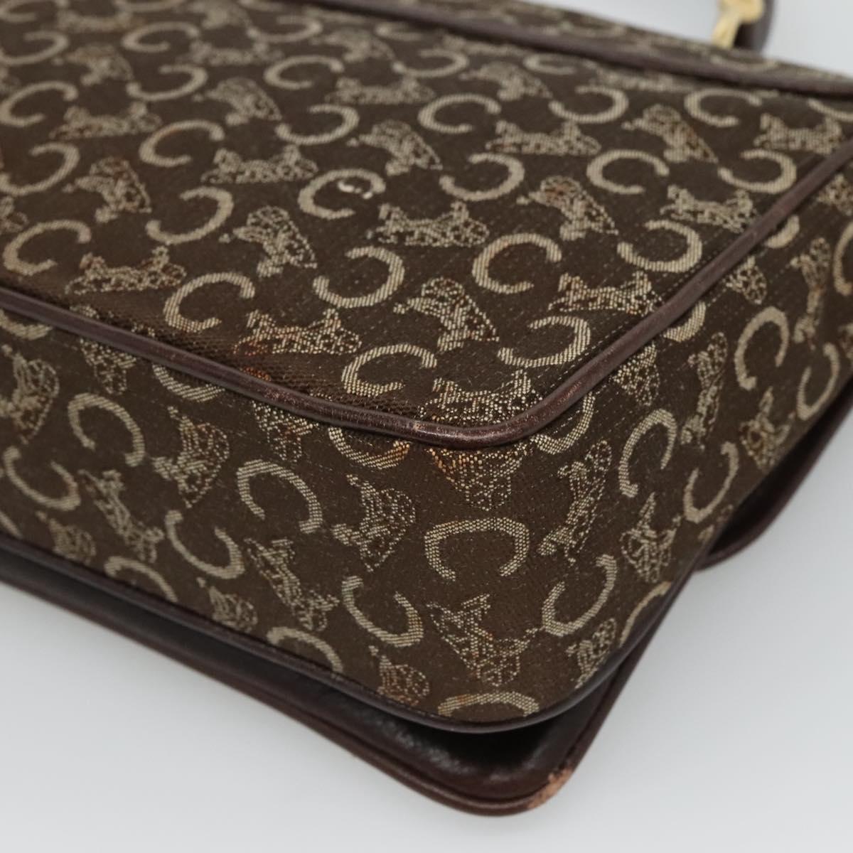 CELINE C Sulky Hand Bag Brown Gold Auth 115556
