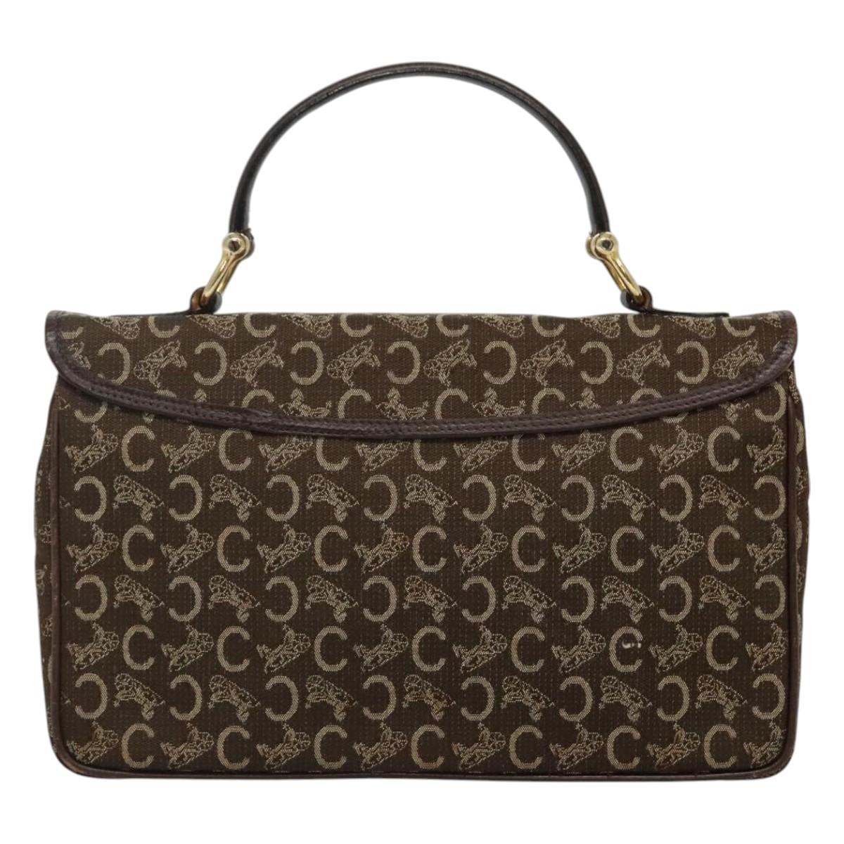 CELINE C Sulky Hand Bag Brown Gold Auth 115556