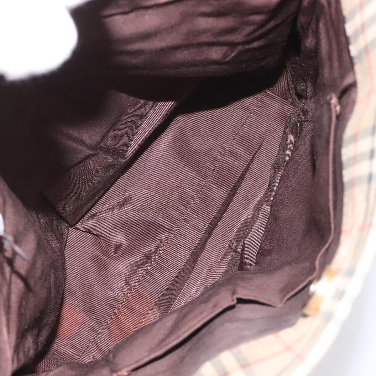 BURBERRY Nova Check Tote Bag Canvas Leather Beige Brown gold Auth 115568