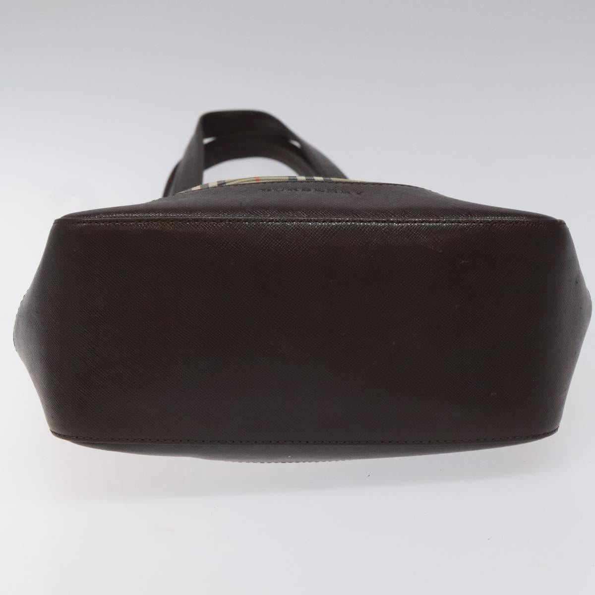 BURBERRY Nova Check Tote Bag Canvas Leather Beige Brown gold Auth 115568