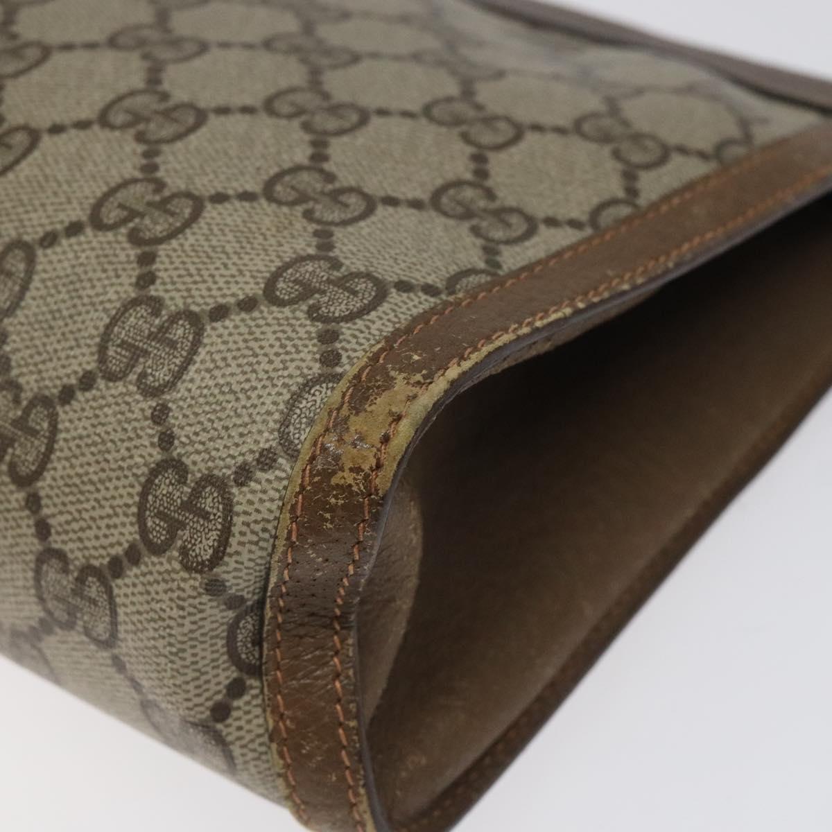 GUCCI GG Supreme Web Sherry Line Clutch Bag PVC Beige Red Green Auth 115578