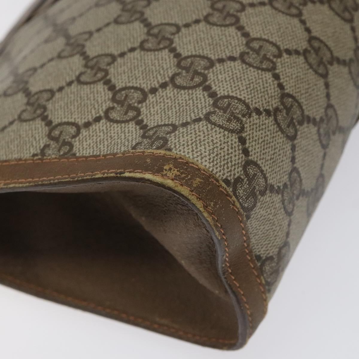 GUCCI GG Supreme Web Sherry Line Clutch Bag PVC Beige Red Green Auth 115578