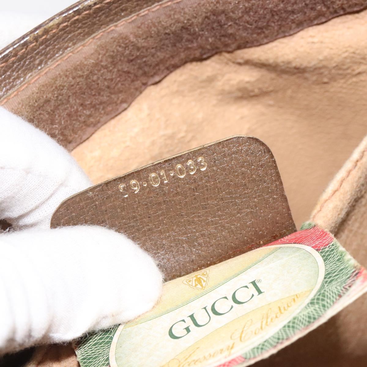 GUCCI GG Supreme Web Sherry Line Clutch Bag PVC Beige Red Green Auth 115578