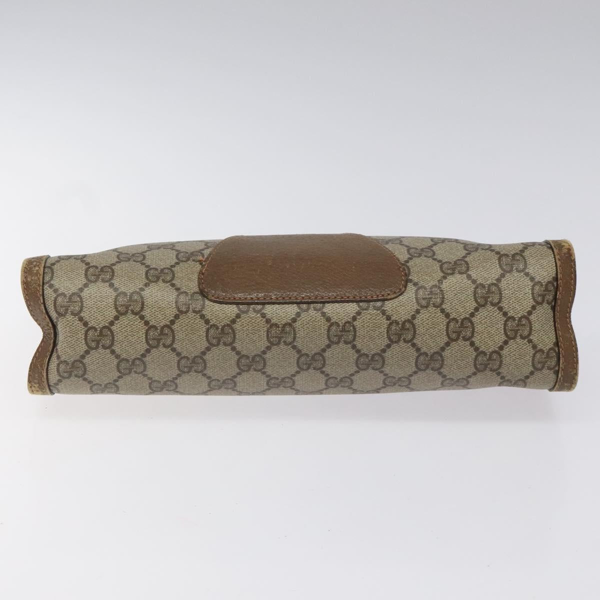 GUCCI GG Supreme Web Sherry Line Clutch Bag PVC Beige Red Green Auth 115578