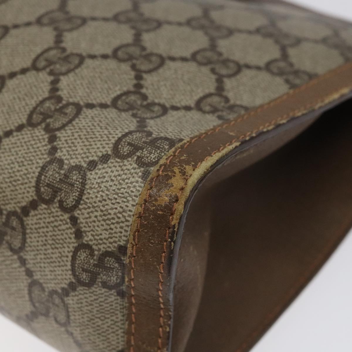 GUCCI GG Supreme Web Sherry Line Clutch Bag PVC Beige Red Green Auth 115578