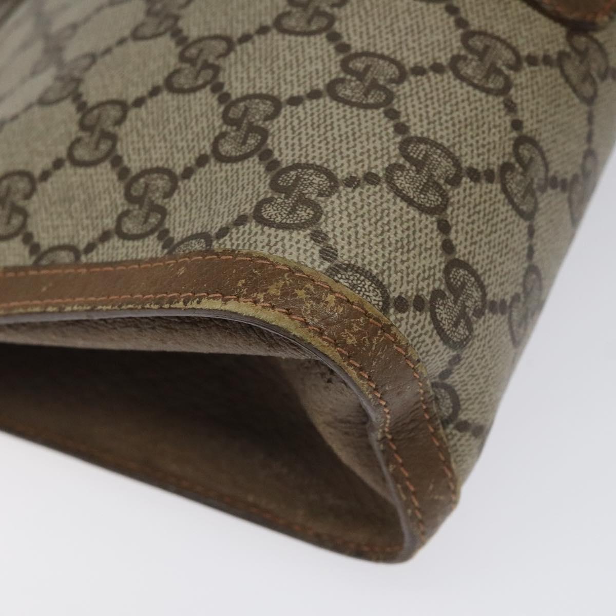 GUCCI GG Supreme Web Sherry Line Clutch Bag PVC Beige Red Green Auth 115578