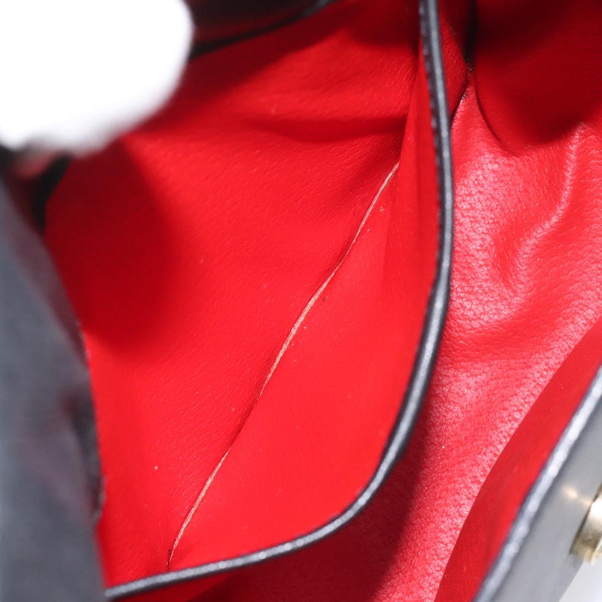 CELINE Shoulder Bag Leather Black Auth 115579