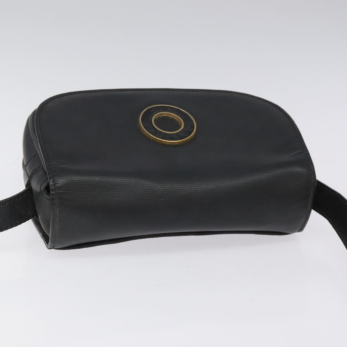 CELINE Shoulder Bag Leather Black Auth 115579