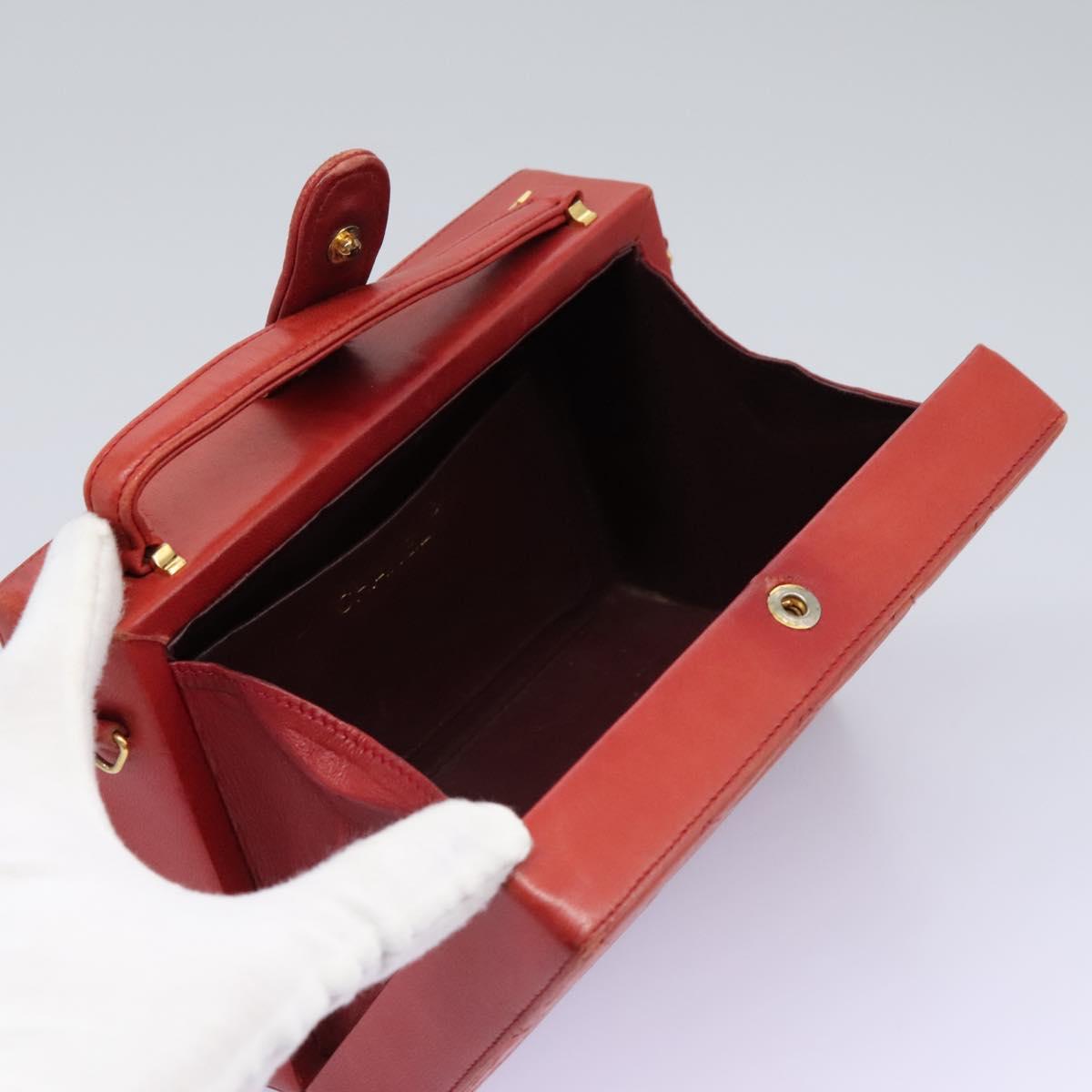 CHANEL Matelasse Hand Bag Lamb Skin 2way Red CC Auth 115600A