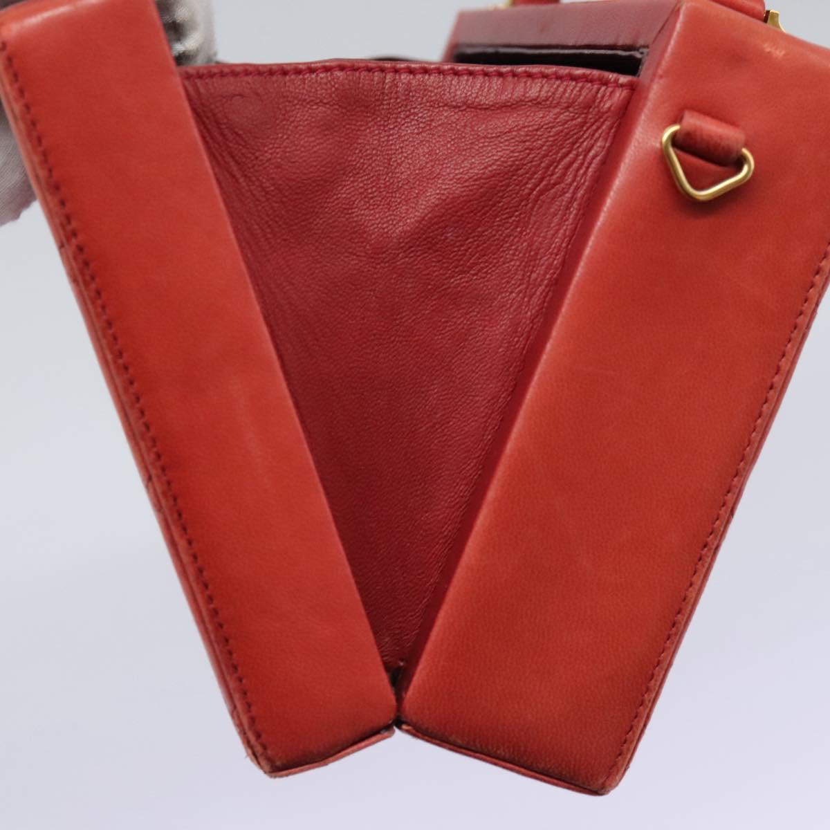 CHANEL Matelasse Hand Bag Lamb Skin 2way Red CC Auth 115600V