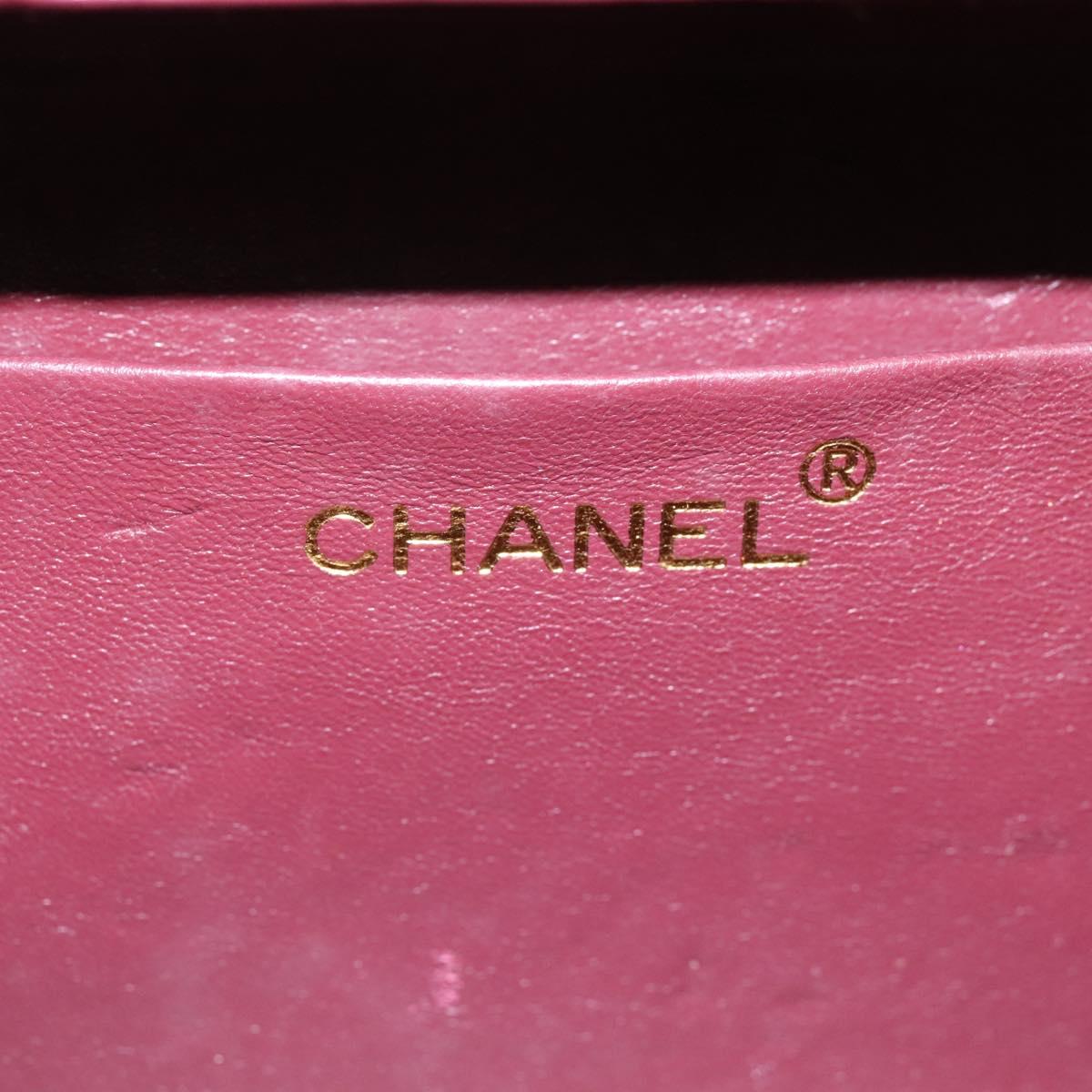 CHANEL Matelasse Hand Bag Lamb Skin 2way Red CC Auth 115600A