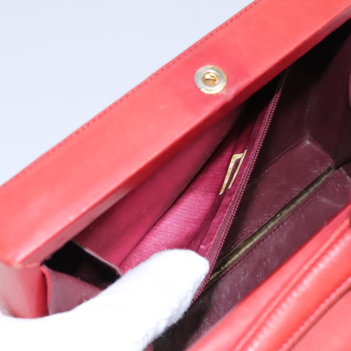 CHANEL Matelasse Hand Bag Lamb Skin 2way Red CC Auth 115600V