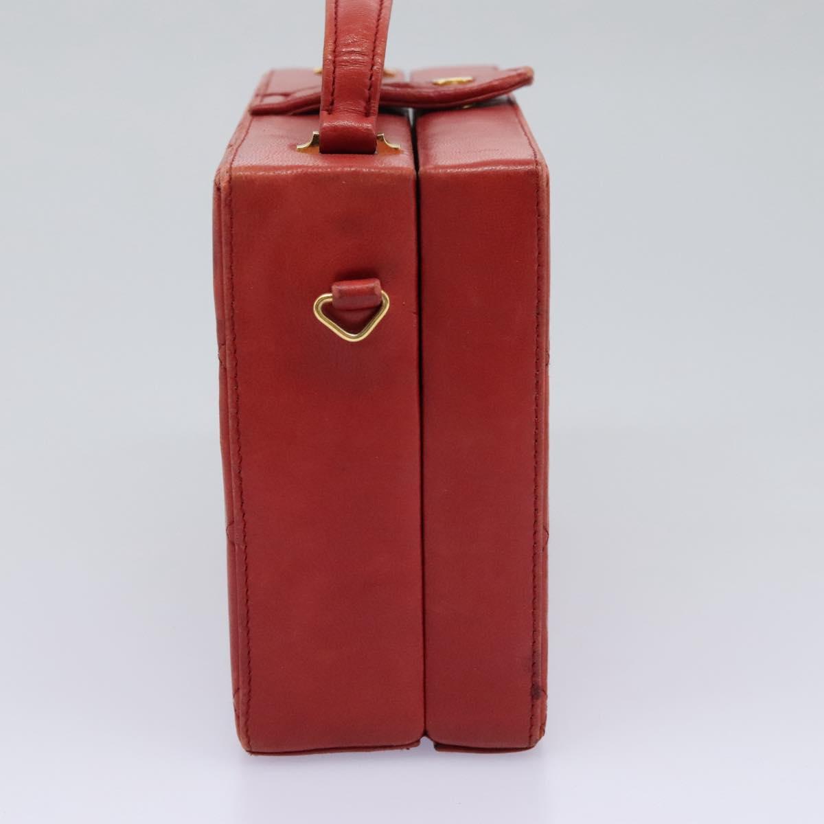 CHANEL Matelasse Hand Bag Lamb Skin 2way Red CC Auth 115600V